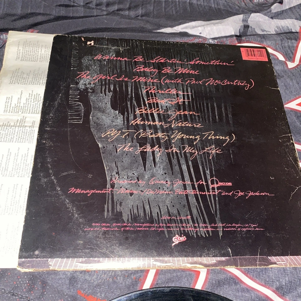 Michael Jackson Thriller Vinyl LP Record 12" Epic, 1982 poor condition - Image 4 of 4