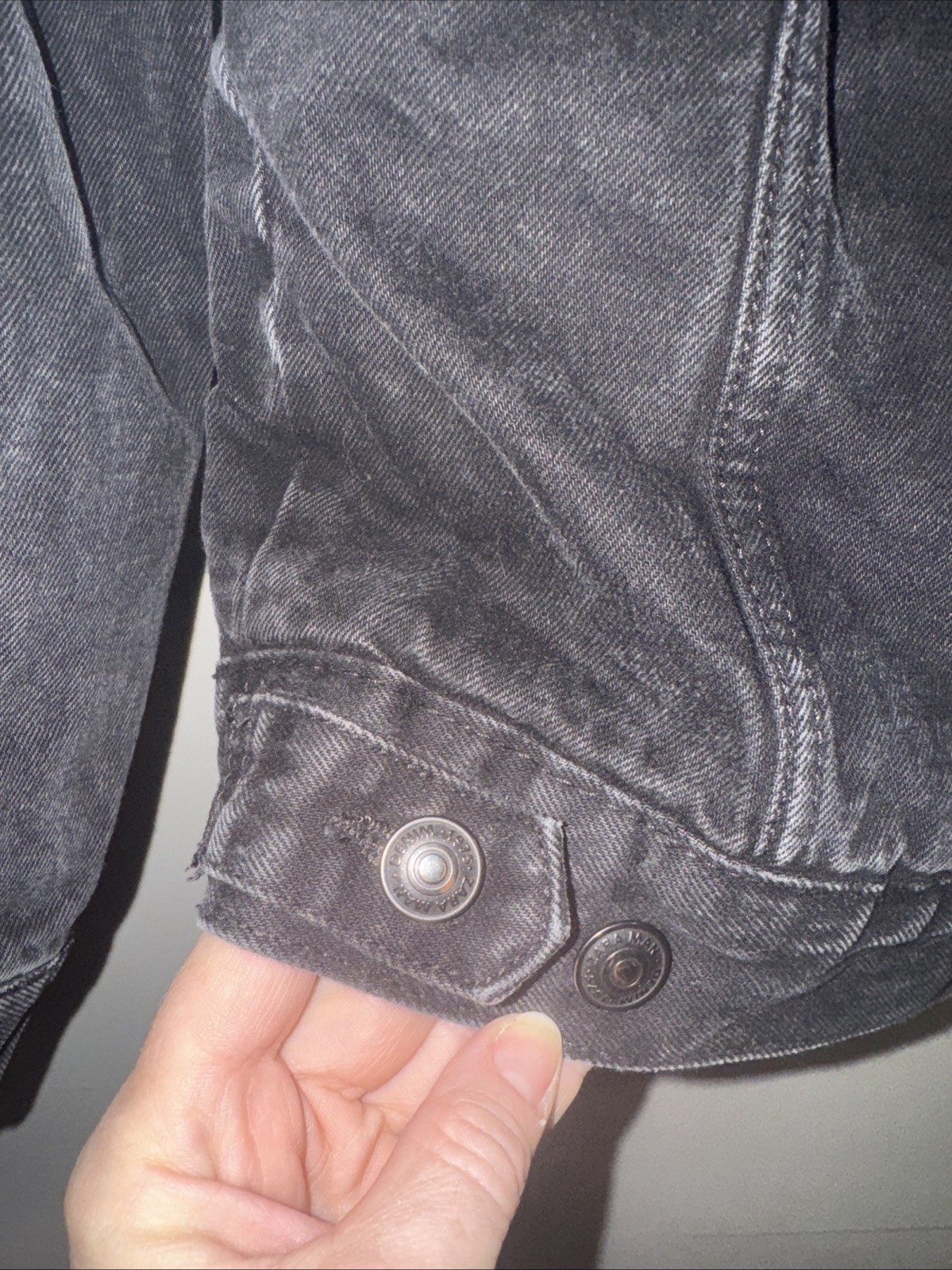 Zara Wool Lined Black Denim Button Down Jacket Sz… - image 6