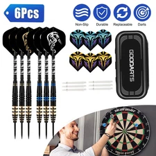6PCS 23g Professional Steel Tip Darts Set Tungsten Barrel Aluminium Metal Shafts