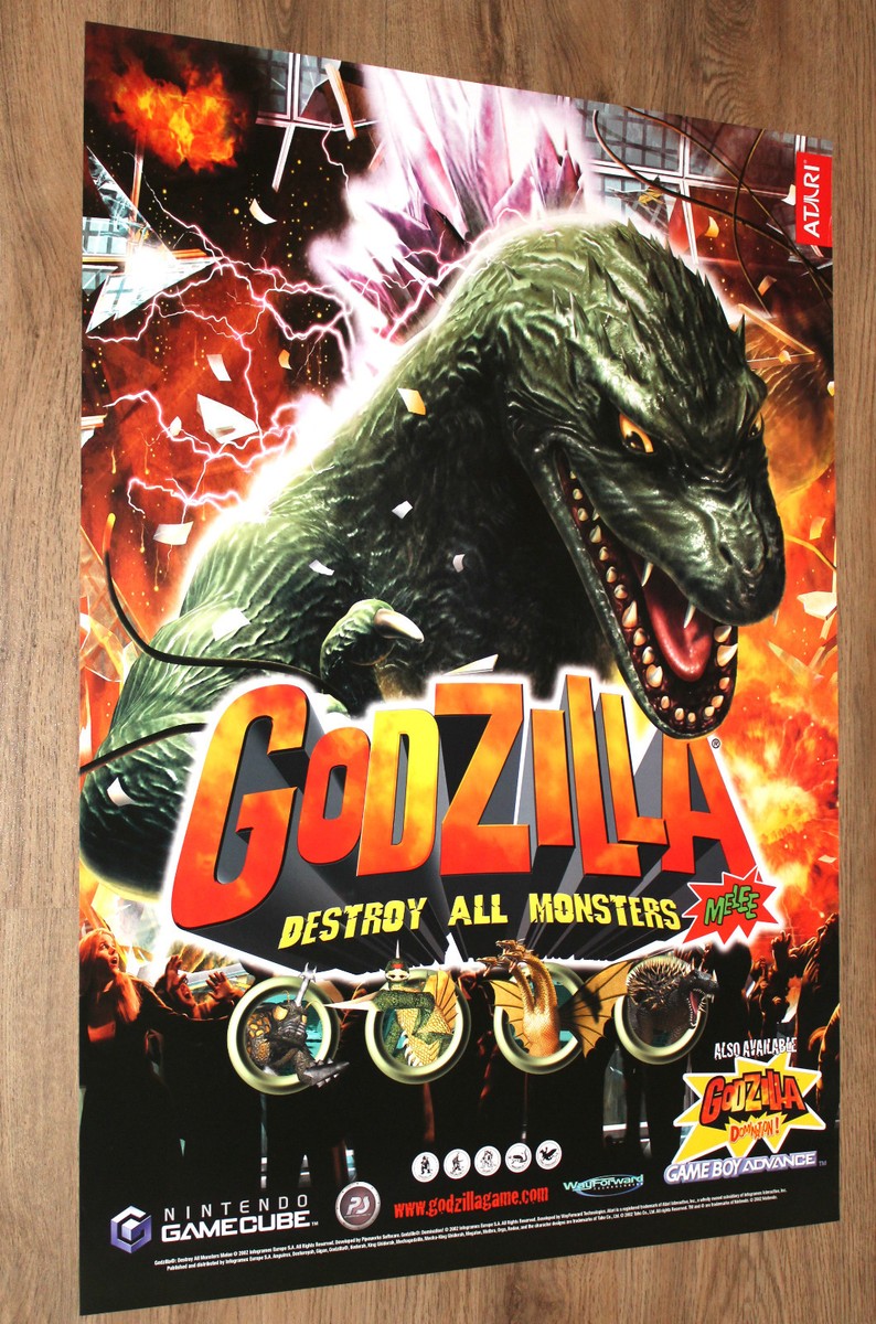 2002 Godzilla Destroy All Monsters Melee Promo rare Poster 84x59