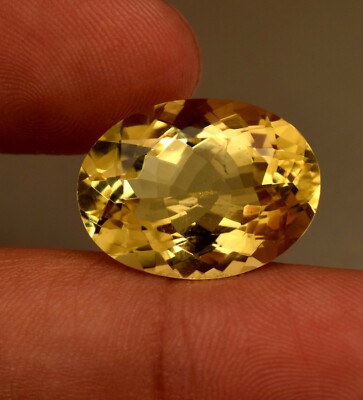 Natural Quartz Green Quartz Faceted Lemon Quartz Oval  Cut 13.20 Ct Certified