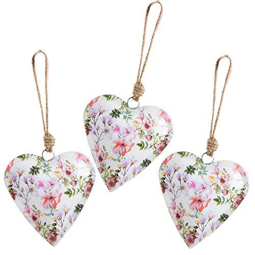 Logbuch-Verlag 3 cuori grandi da appendere a forma di cuore 12 cm in lamiera dec