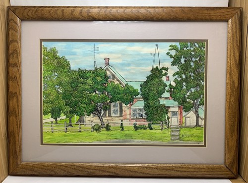 Vtg Watercolor Artist Signed Framed Country Farm Houes Architecture Art Boerger - Picture 2 of 8