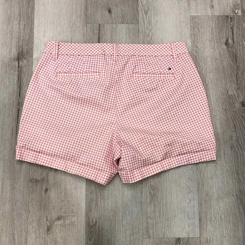 Tommy Hilfiger Pantalones Cortos Mujer Talla 10 Rosa Cuadros Informales Frente Plano Chino Damas * Foto 2 de 4