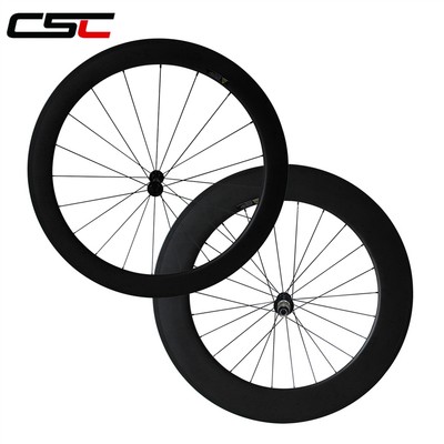 CSC 700C 60mm clincher front and 88mm clincher rear carbon bike wheels