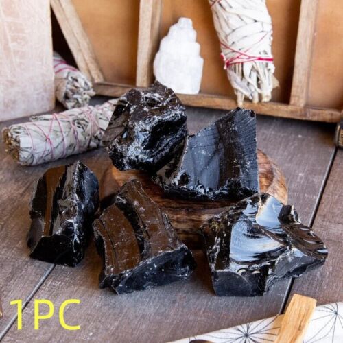 Raw Large Black Obsidian Rough Crystal Mineral Rock Chunks Specimens Jewelry DIY - Picture 1 of 5