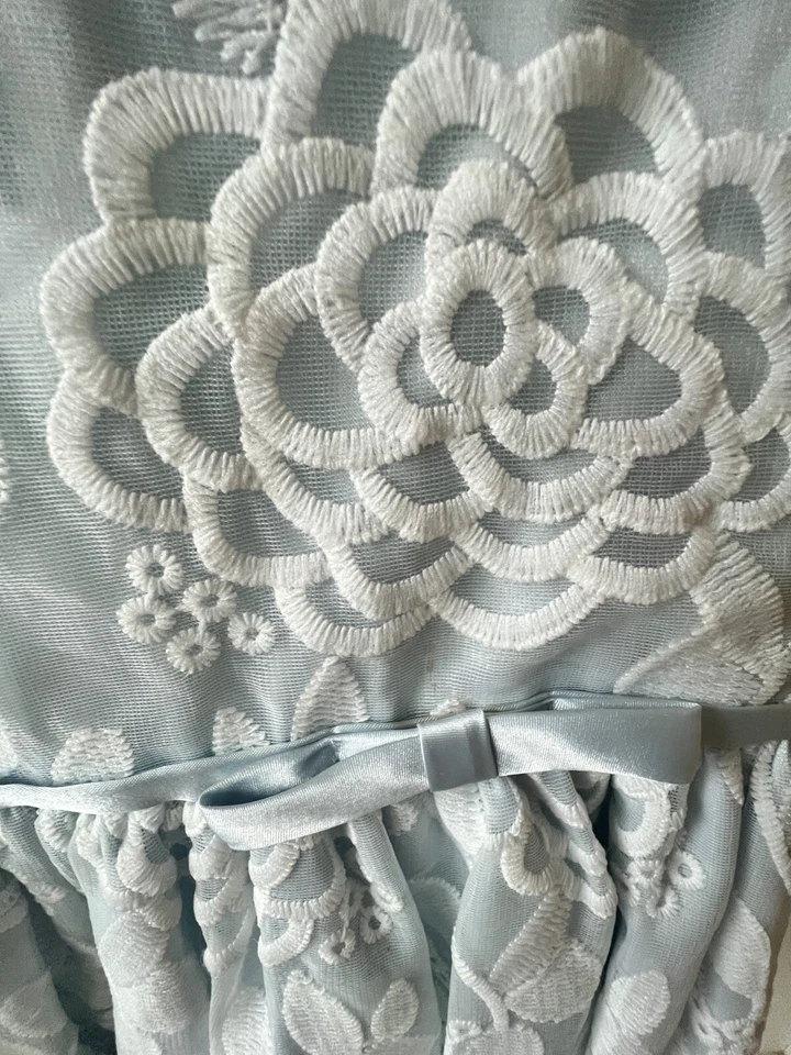 Девочек светло-синий с белый жаккард цветы пасхальное платье размер 8 - Изображение 3 из 4