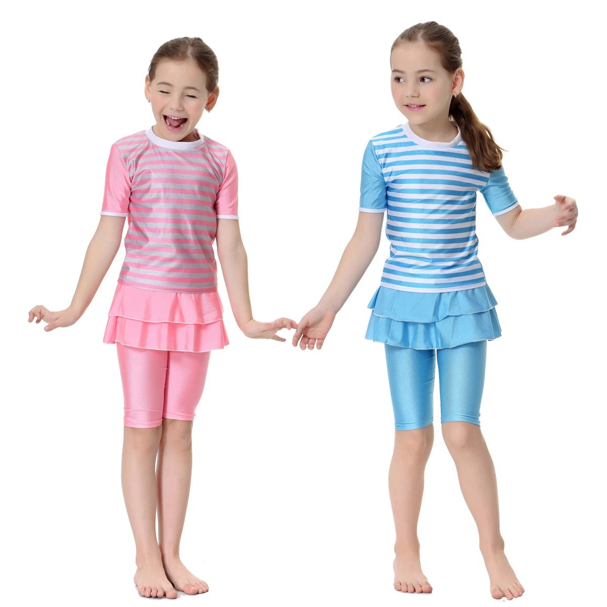 Kids Girls Swimwear Muslim Modest Swimsuit Tops Pants Beachwear