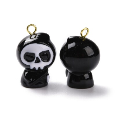 10 Stck. Schwarz Geist Charms Halloween Thema Harz Anhänger zum Selbermachen Schmuck Zubehör