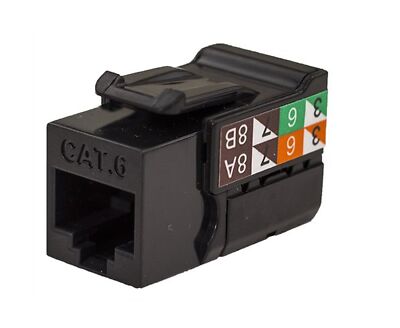 CAT6 RJ45 Keystone Jack, V-Max Series - Black Color - (50 pack)