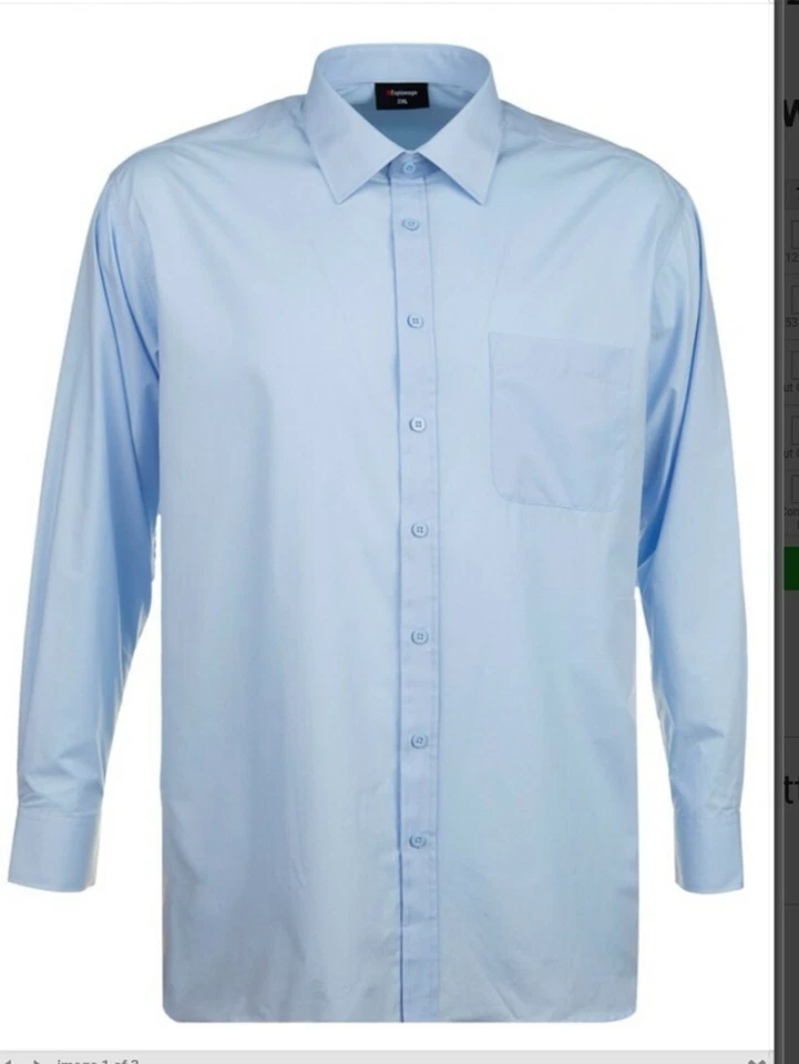 Chemise À Manches Longues Bleu Clair ESPIONNAGE 2XL 3XL 4XL 5XL 6XL 7XL 8XL - Photo 1/1