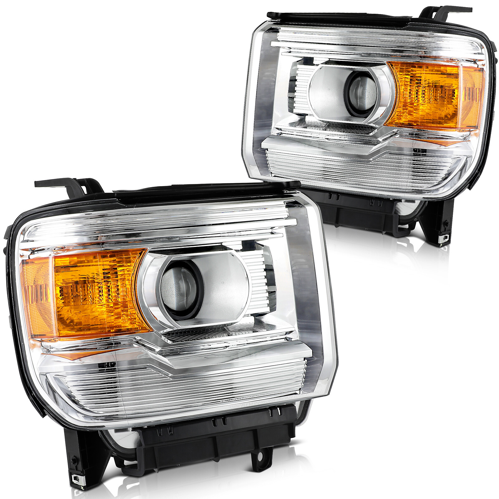 For GMC Sierra 2014-2019 Headlights Assembly Driver Passenger Headlamps Pair