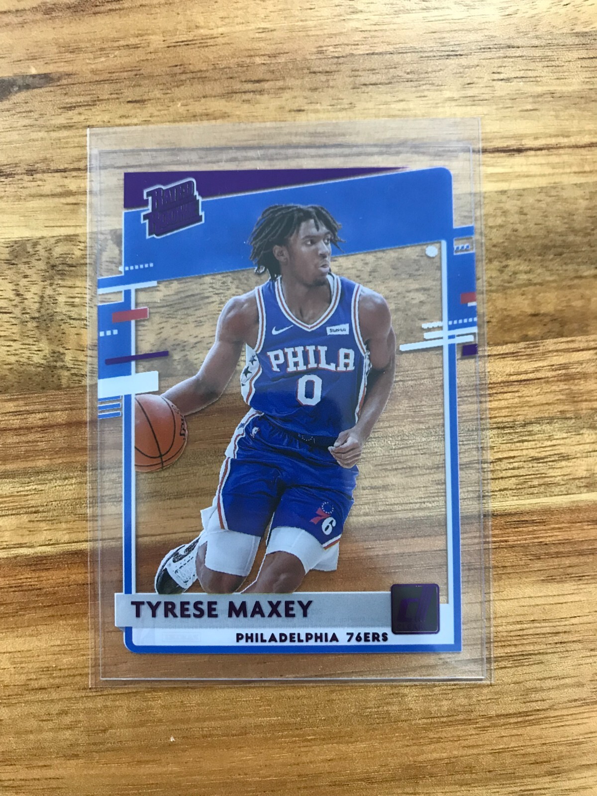 2020-21 Panini Clearly Donruss Rated Rookie Purple Tyrese Maxey #74 Rookie RC