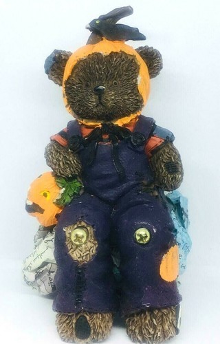 Porcelain Figurine Statue Bear whose Head Pumpkin 5" Decor Halloween Mobile Legs - Picture 2 of 11