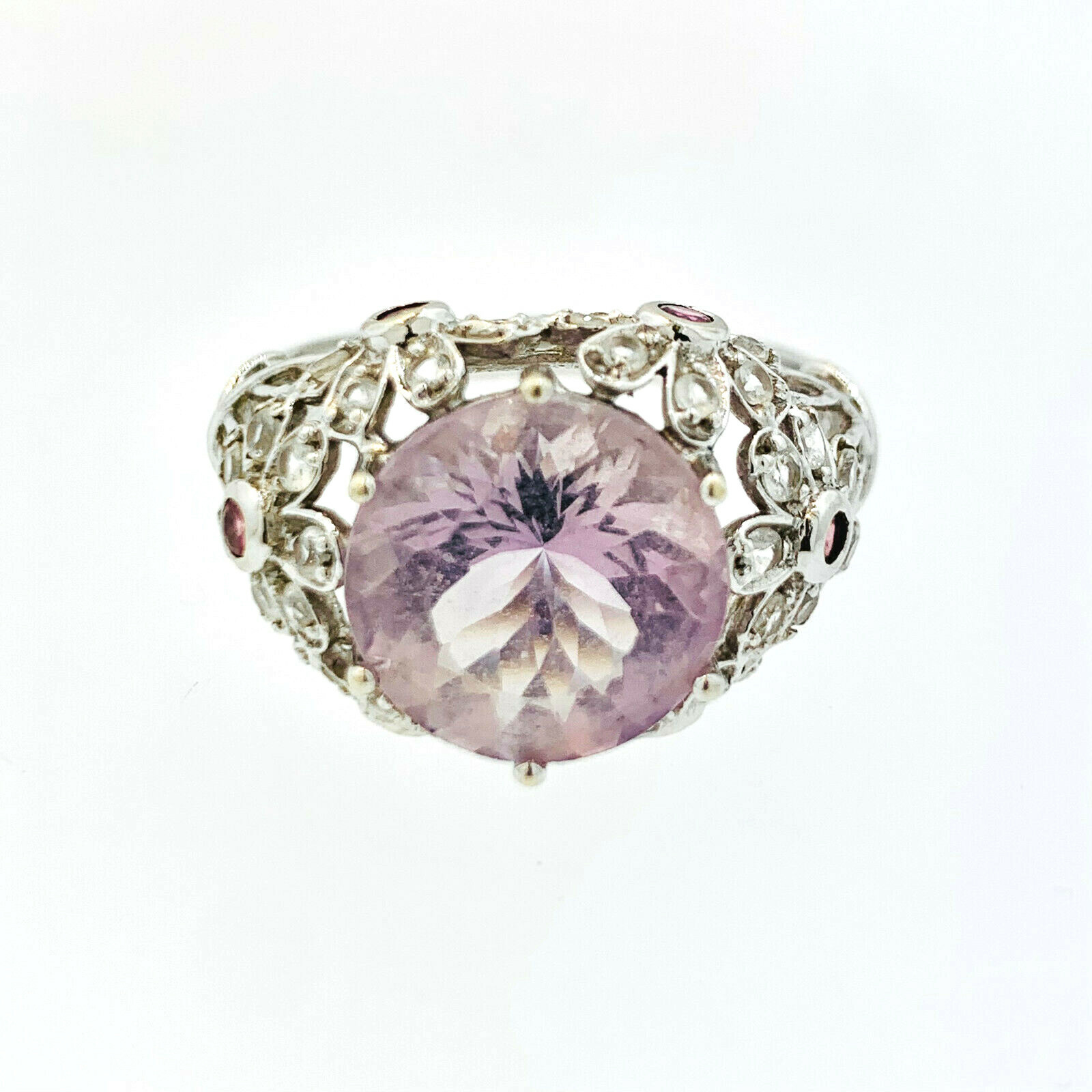 STUNNING 14K SOLID WHITE GOLD LAVENDER QUARTZ  RI… - image 2