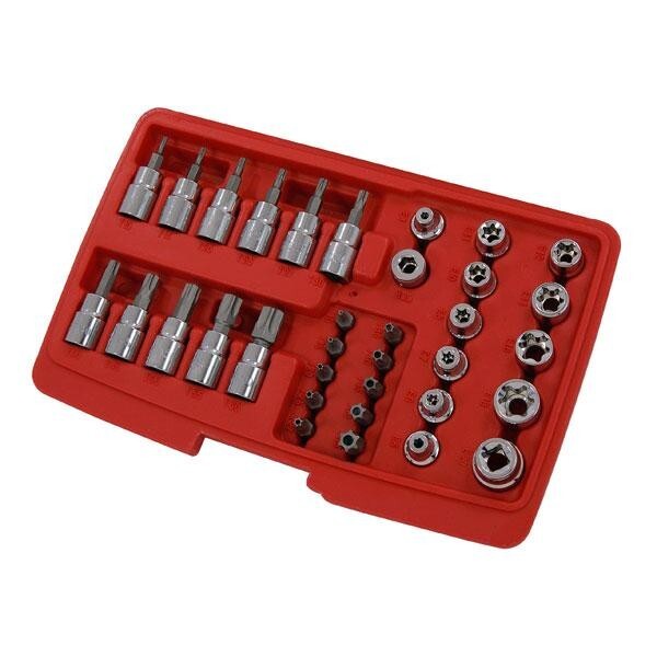 34pc 3/8"" Drive Socket Set E Type 8mm Torx | E4 - E20 | TT10 - TT55 | T10 - T60