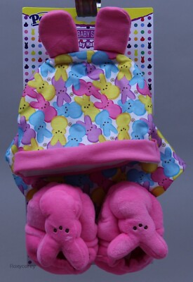 Dan Dee Easter - Peeps Baby Pink Set Includes Baby Hat, Bib, And Booties NWT