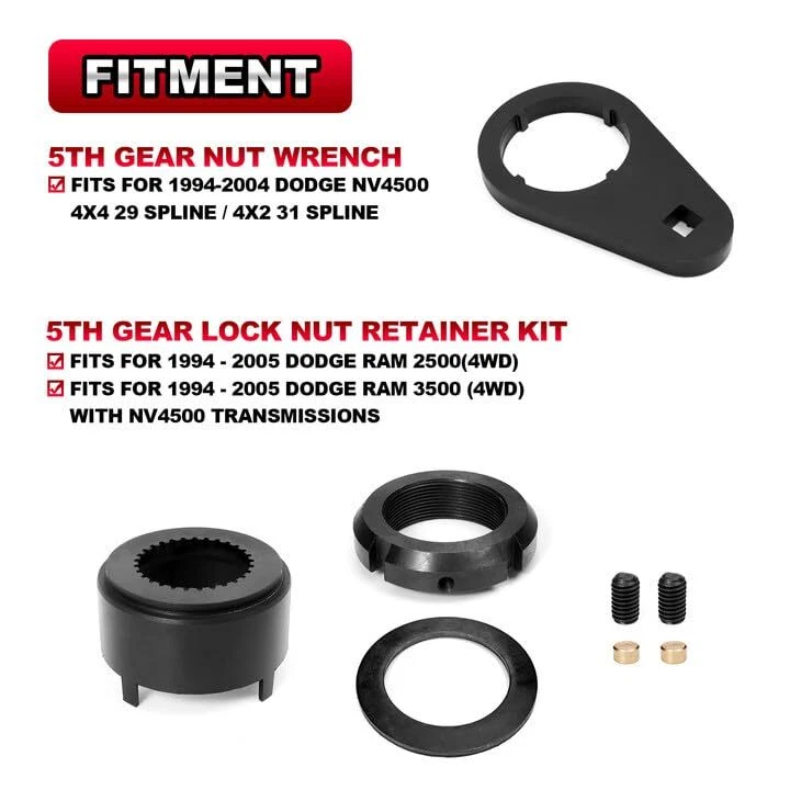 5th Gear Lock Nut Retainer Kit & 5th Gear Nut Wrench for 1994-2004 Dodge Cummins - Image 2 of 4