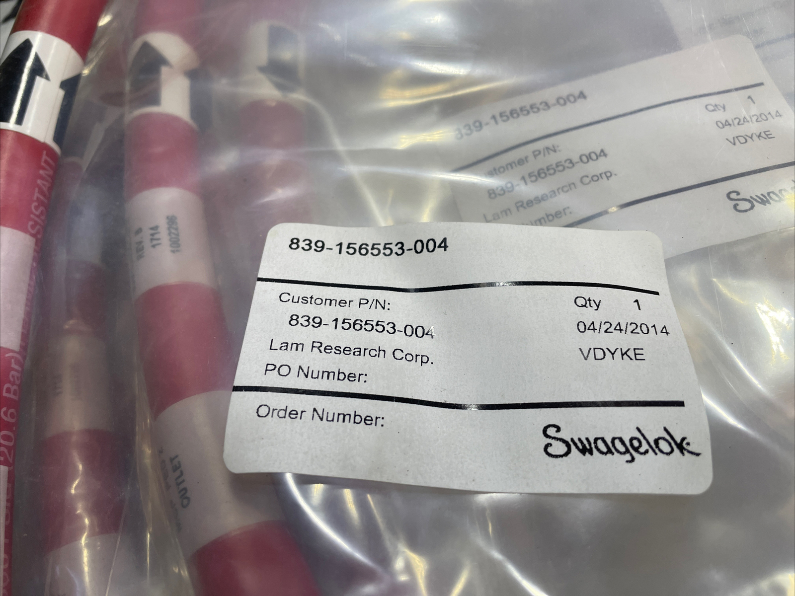 Swagelok Hose Flame Resistant Red 3/8" TUBE X 32", SSPB6TA6, 839