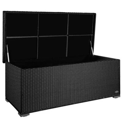 RS TRADE Kissenbox Auflagenbox Gartentruhe Gartenbox Truhe Box Polyrattan Rattan Schwarz