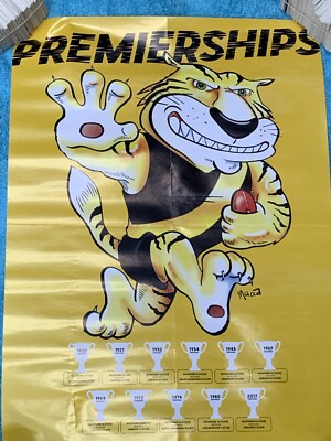 HEROLD SUN, AFL POSTER HIGHLIGHTING RICHMOND GRAND FINAL WINS. 420mm x 590mm.