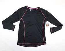 RBX Women's XL V-Neck X-DRI Black Athletic Performance Thin Long Sleeve Shirt