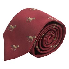 Burgundy Red Embroidered Horse Tie