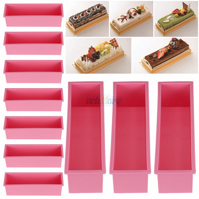 10PCS L Rectangle Brick Soap Toast Bread Loaf Cake Silicone Mold Bakeware 1.2L