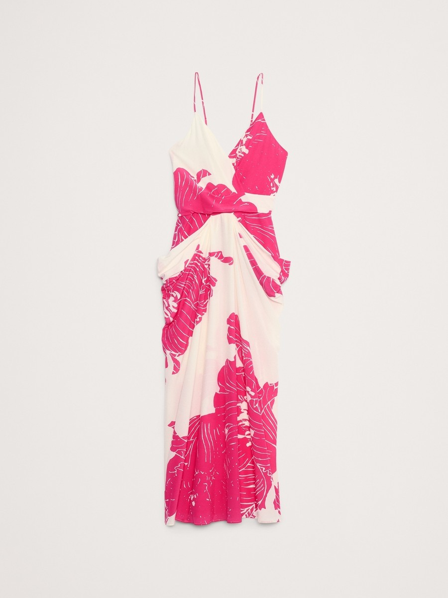 banana republic hot pink dress NWT Banana Republic Hot pink tiered maxi dress with