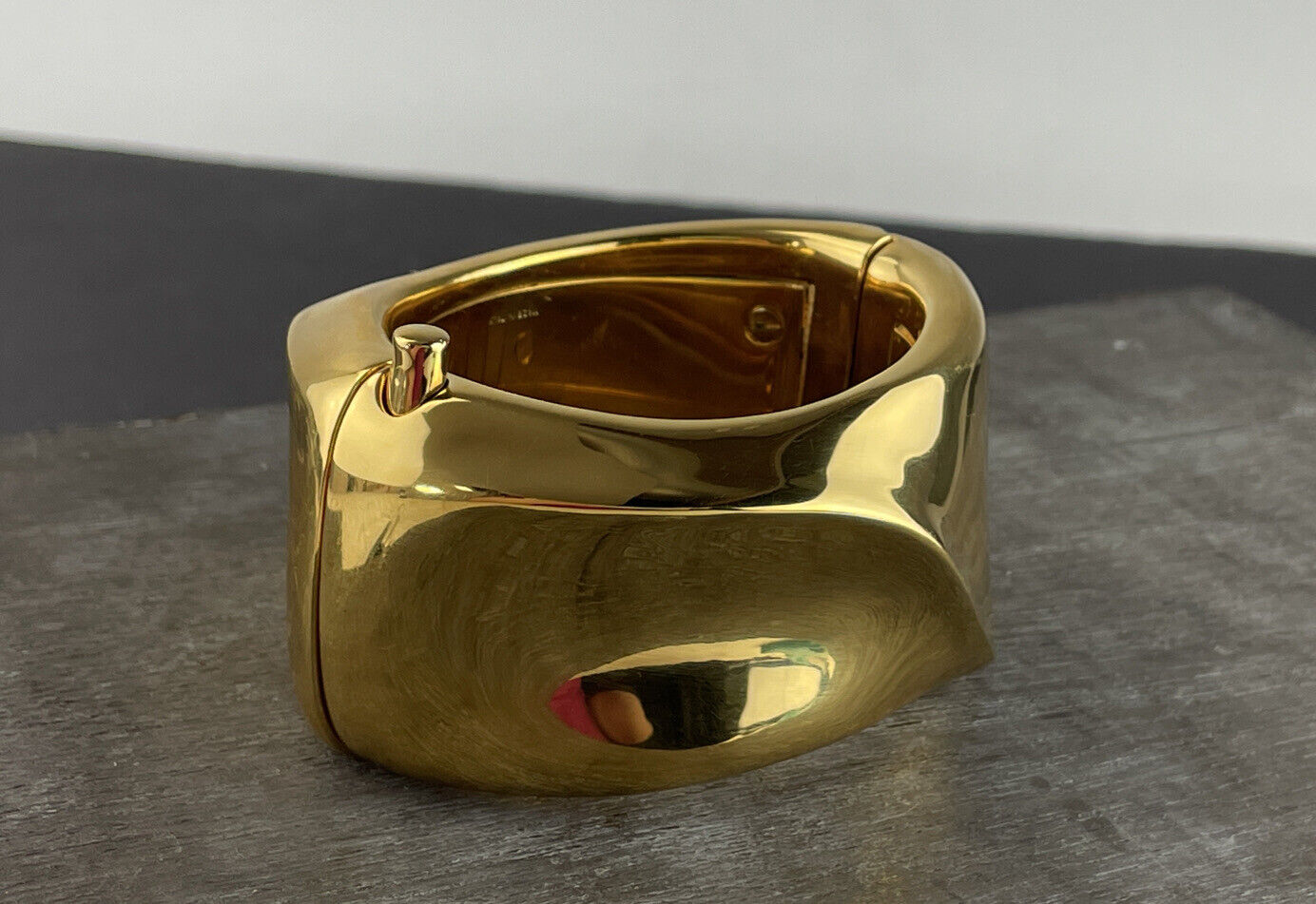 ALEXANDER McQUEEN Wide Cuff Bracelet Gold Tone Hi… - image 11