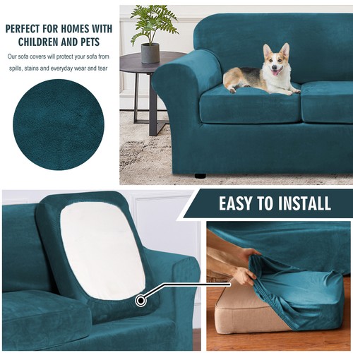 Fundas modernas para muebles de felpa de terciopelo elástico para sofá con fundas de cojín - Imagen 74 de 105