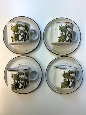 Midwinter Stonehenge GREEN LEAVES 4x Kaffeetasse mit Untertasse 6,5cm 7,5cm Ø