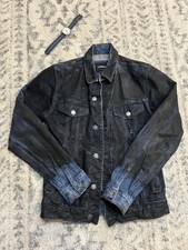 Handed Painted Vintage Denim Jacket, Slim Tapered, Custom Paynes Grey, Black