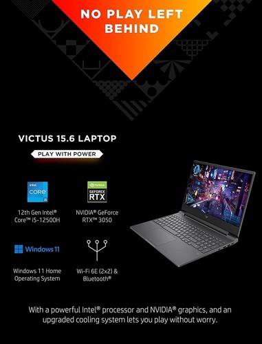 HP Victus 15.6 FHD Gaming Laptop i5-12500H 32GB 1TB RTX 3050 Backlit KB - Picture 8 of 11