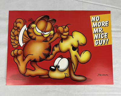 Vintage GARFIELD Cat Poster Jim Davis Argus 19'' X 13.5  No More Mr Nice Guy Odie