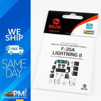 Red Fox QS-48140 1/48 F-35A Lightning II 3D Acrylic Instrument Panel for Tamiya