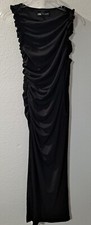Zara Women's Black Pleated Sleevless Long Dress with Slit Elegant, Medium NWT