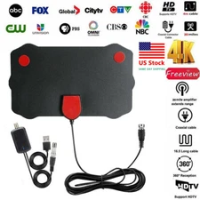 Digital TV Antenna 3700 Miles Signal Booster Amplifier HDTV Indoor USB 13ft USA