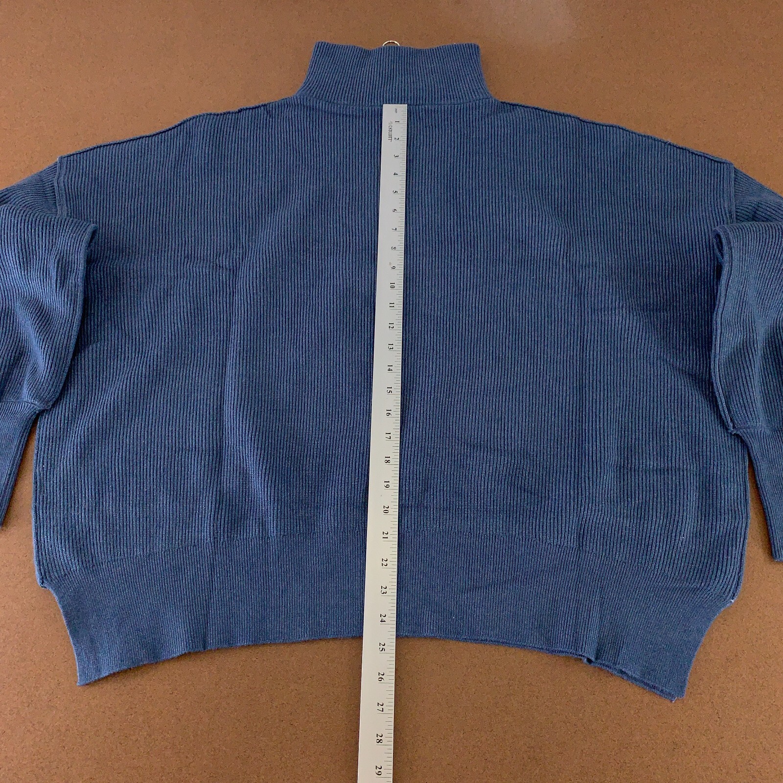 ANRABESS Women's Size XL Oversized Blue Split Side Half Zip Pullover Sweater New