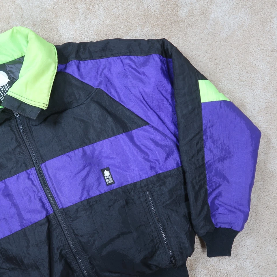 Chaqueta de esquí acolchada de plumón de ganso diseño alpino vintage para hombre mediana años 90 Corloful Foto 3 de 4