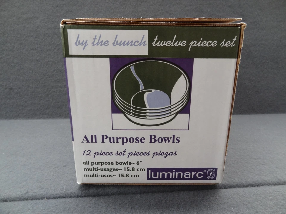 NUEVO Juego de tazones Luminarc 12 piezas 6" para todo uso de vidrio transparente de colección Y2K By The Bunch Foto 2 de 4