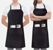 Waterproof Men Women Adjustable Bib Apron with Two Pockets Kitchen Cooking Apron