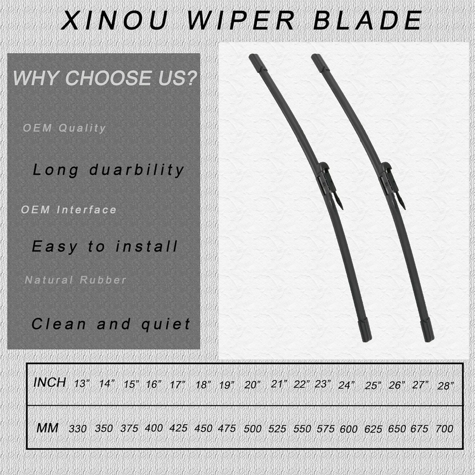 XINOU Front Windshield Wiper Blades Set for GMC Sierra 3500 HD 2007-2013 - Image 2 of 4