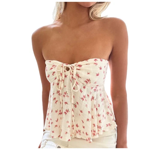 Top de tubo de verano sin tirantes para mujer Top elegante bandeau Top - Imagen 3 de 17