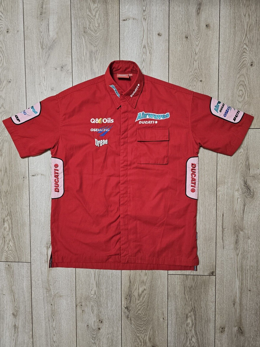 Ducati チームシャツ。レア物 DUCATI VINTAGE SHIRT 90s AIRWAVES SHIRT BUTTON MOTORCYCLE SHIRT