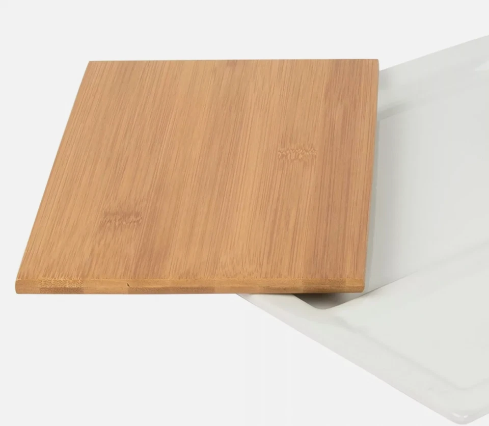 TABLETOPS UNLIMITED SERVING 5PCS SET BAMBOO TRAY PORCELAIN BOWLS BRAND NEW NIB - Image 2 of 4