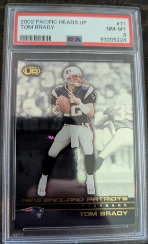 2002 PACIFIC HEADS UP TOM BRADY #71 NEW ENGLAND PATRIOTS PSA 8 NM-MT