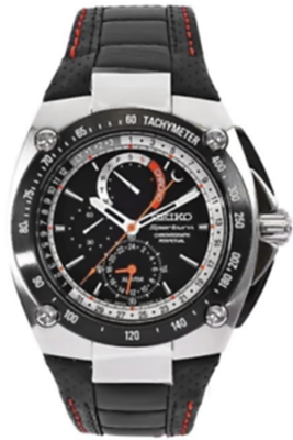Seiko Chronograph Mens Sportura Leather Watch SPC055 COLLECTORS
