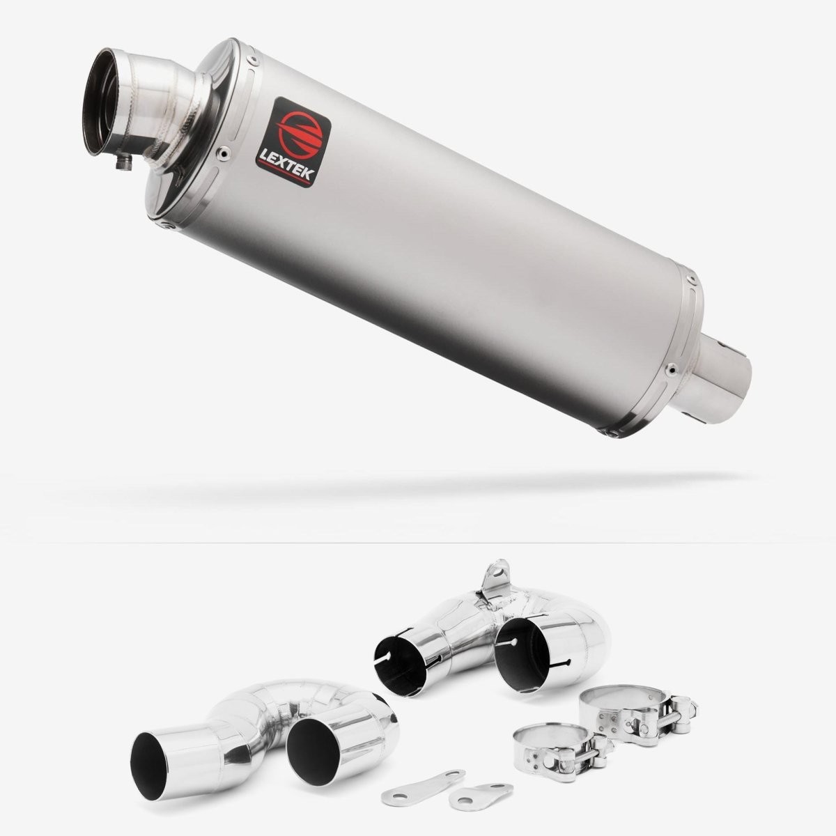Lextek Stainless Steel OP1 Matt 350mm Exhaust with Link Pipe Silencer Polished