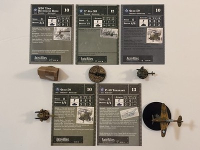 Axis & Allies Miniatures USA Lot Of 5 Quad 50 P-40 Tomahawk 3  Gun M5 Recoilless